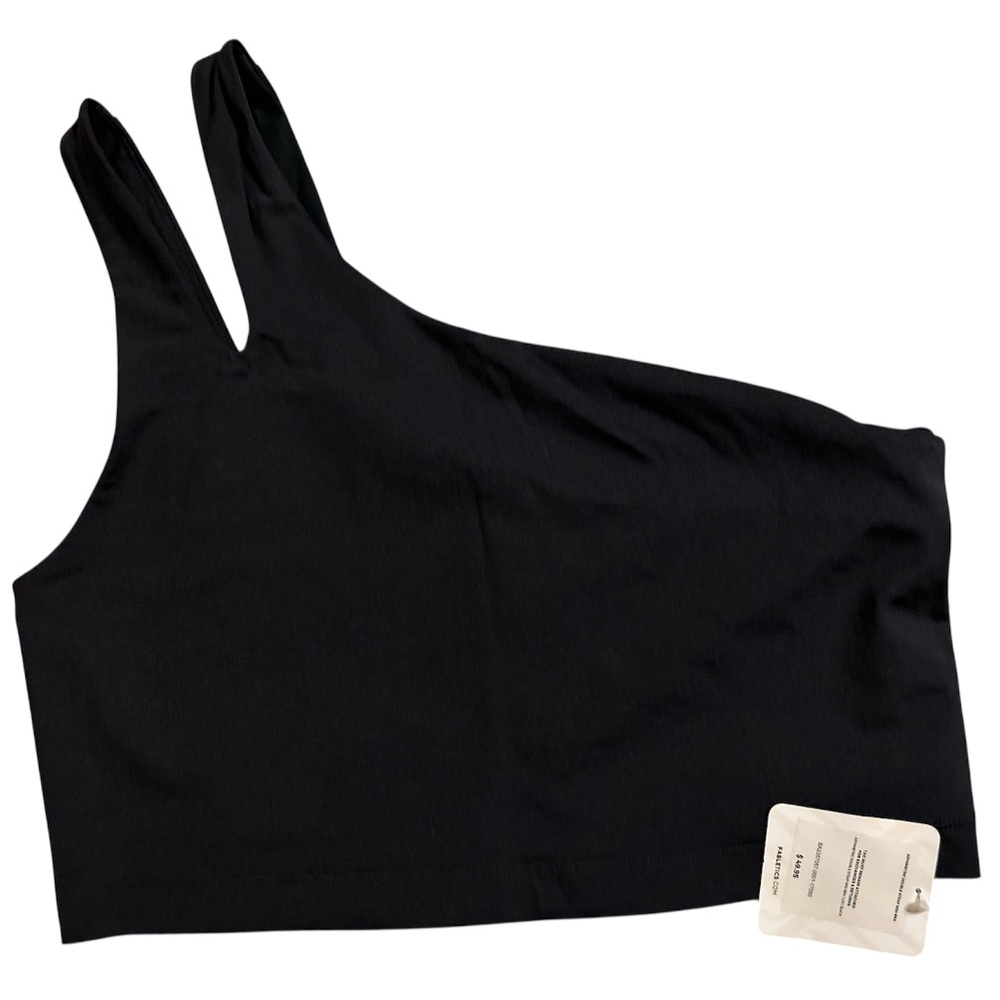 NWT Fabletics Asymmetrical Double Strap Midi Bra Black Size Large